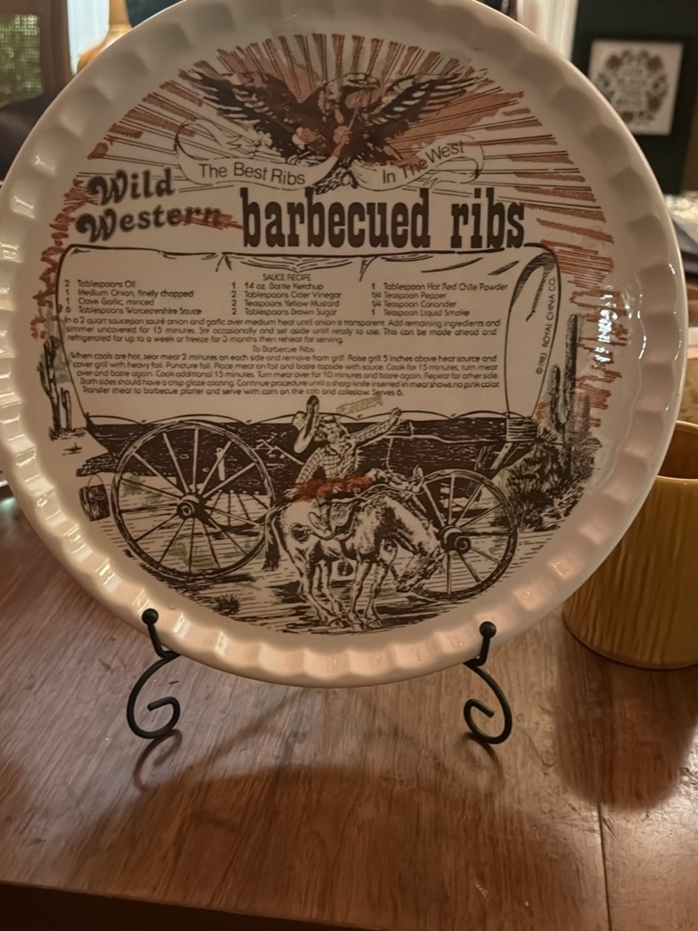 Royal China Wild Western Barbecued Ribs Decorative Dinner Plate - White/Brown